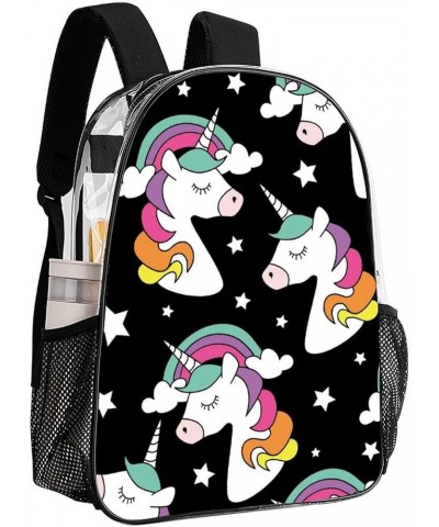 Cute Unicorns Mint Green Clear Backpack with Padded Straps Pattern203 One Size $17.35 Backpacks