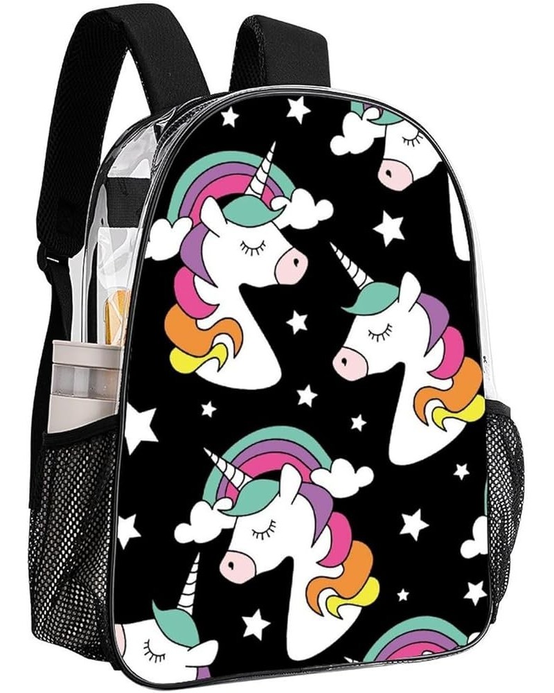 Cute Unicorns Mint Green Clear Backpack with Padded Straps Pattern203 One Size $17.35 Backpacks