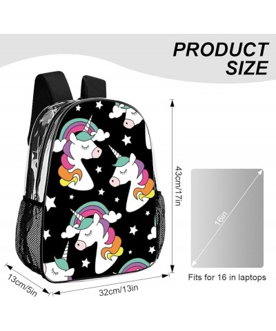 Cute Unicorns Mint Green Clear Backpack with Padded Straps Pattern203 One Size $17.35 Backpacks