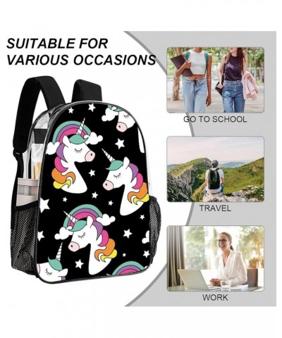 Cute Unicorns Mint Green Clear Backpack with Padded Straps Pattern203 One Size $17.35 Backpacks