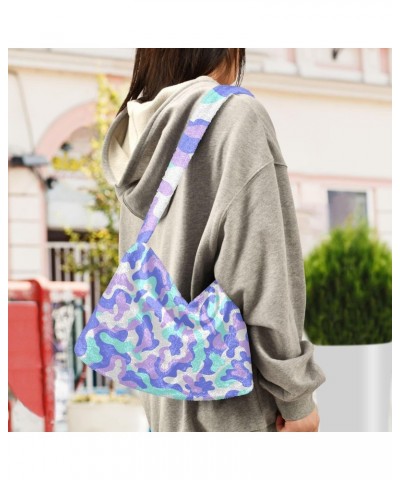 Contemporary Camouflage Plush Underarm Bag Women's Tote Handbags Fluffy Shoulder Bag Purse Lightweight Tote Bags Cell Phone B...