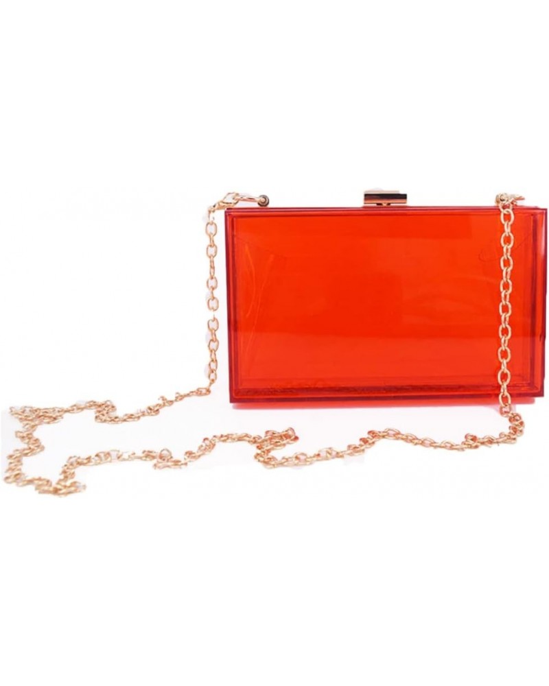 Women Evening Clutch Chain Bag Transparent Acrylic Shoulder Bags Purse-TS Purple Ts Red $19.93 Evening Bags