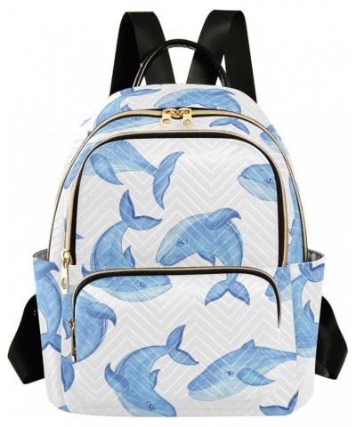 Travel Backpack Purse for Women Fashion Anti-theft Work Casual Blue Whale Cartoon Style Daypack Shoulder Bag Medium Size Smal...