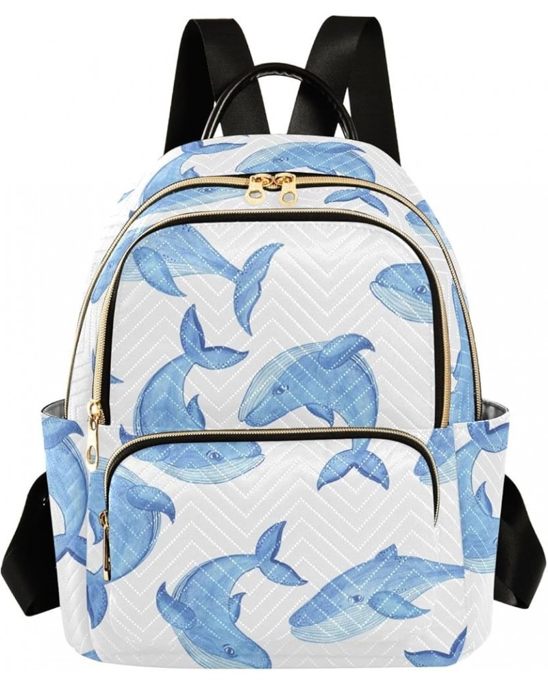 Travel Backpack Purse for Women Fashion Anti-theft Work Casual Blue Whale Cartoon Style Daypack Shoulder Bag Medium Size Smal...