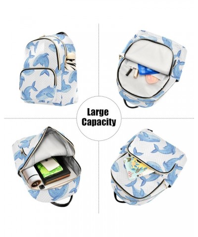 Travel Backpack Purse for Women Fashion Anti-theft Work Casual Blue Whale Cartoon Style Daypack Shoulder Bag Medium Size Smal...