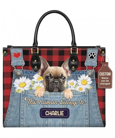 Personalized French Bulldog Dog Handbags, Custom Name Dog Leather Bags, Purses, Shoulder Bag, Gift For Dog Mom Dog Lover Styl...