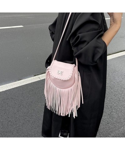 Mini Butterfly Fringe Small Shoulder Bag Stylish crossbody bag for women Pink $16.16 Crossbody Bags