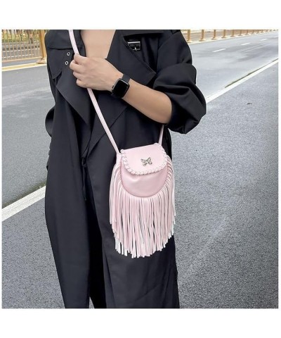 Mini Butterfly Fringe Small Shoulder Bag Stylish crossbody bag for women Pink $16.16 Crossbody Bags