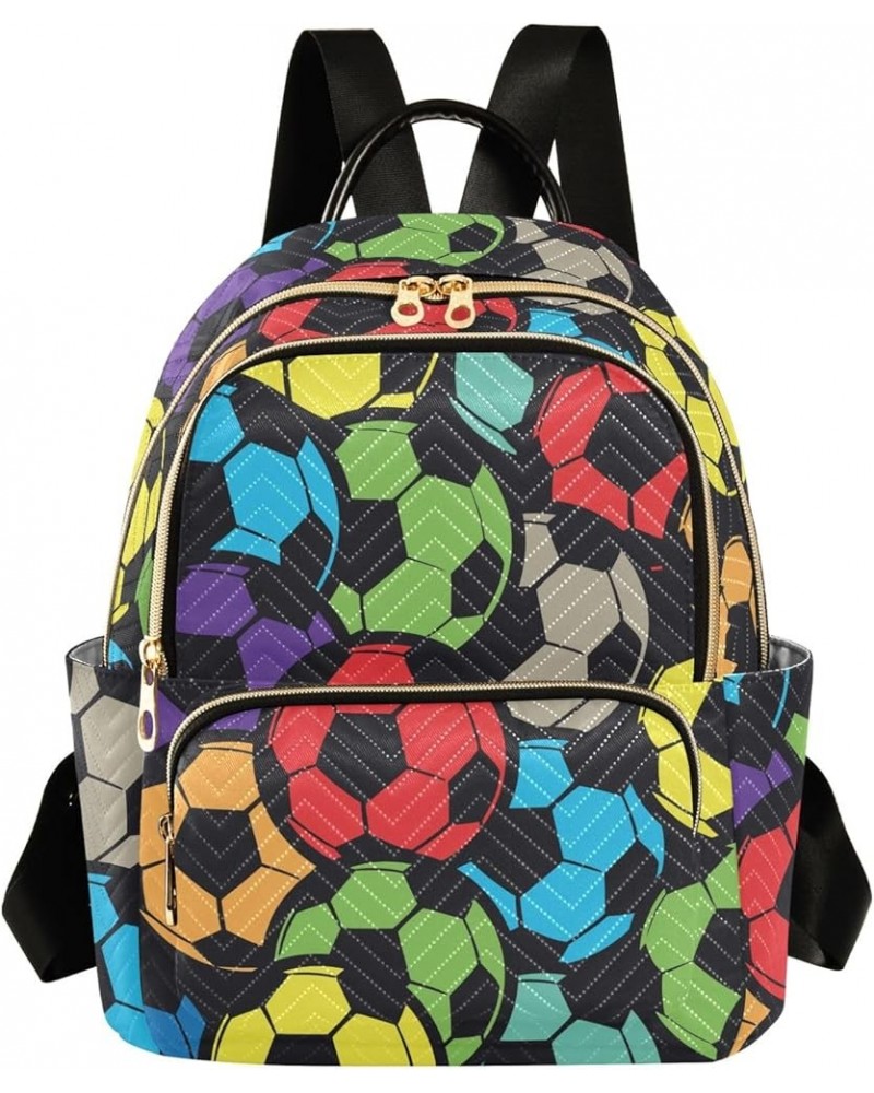 Mini Backpack Purse for Women Lightweight Girls Small Size Abstract Football Pattern School Teens College Traveling Medium $1...