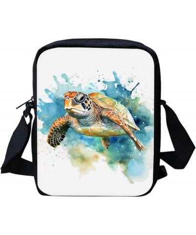 Women Teens Shoulder Crossbody Bag, Lightweight Zipper Messenger Bags for Travel School Sea Turtle - White and Green $10.19 S...