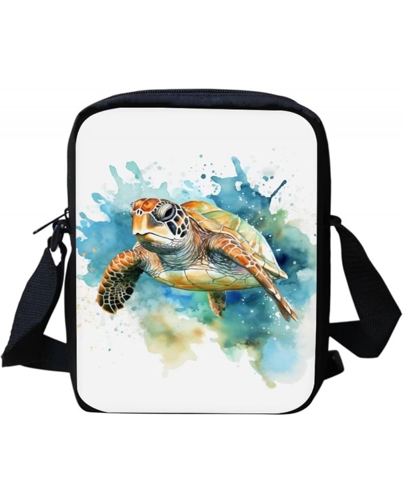 Women Teens Shoulder Crossbody Bag, Lightweight Zipper Messenger Bags for Travel School Sea Turtle - White and Green $10.19 S...