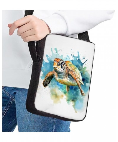 Women Teens Shoulder Crossbody Bag, Lightweight Zipper Messenger Bags for Travel School Sea Turtle - White and Green $10.19 S...