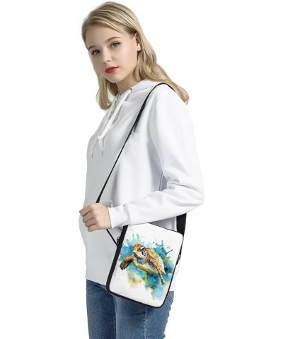 Women Teens Shoulder Crossbody Bag, Lightweight Zipper Messenger Bags for Travel School Sea Turtle - White and Green $10.19 S...