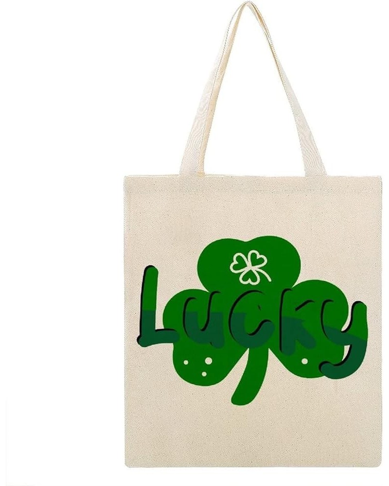 St. Patrick's Day Love Canvas Tote Bag For Woman Funny Aesthetic Shopping Book Tote Bag Recyclable Reusable Grocery Bags Styl...