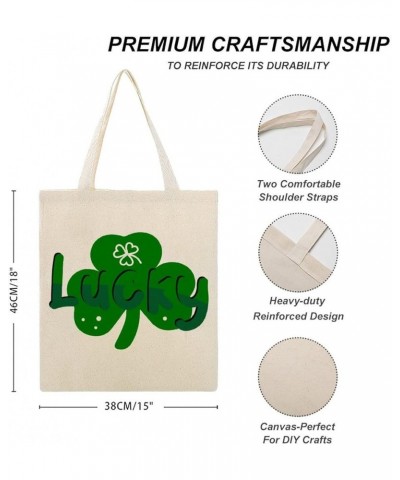 St. Patrick's Day Love Canvas Tote Bag For Woman Funny Aesthetic Shopping Book Tote Bag Recyclable Reusable Grocery Bags Styl...