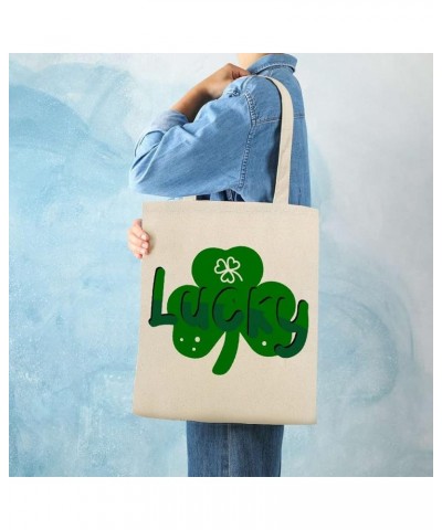 St. Patrick's Day Love Canvas Tote Bag For Woman Funny Aesthetic Shopping Book Tote Bag Recyclable Reusable Grocery Bags Styl...