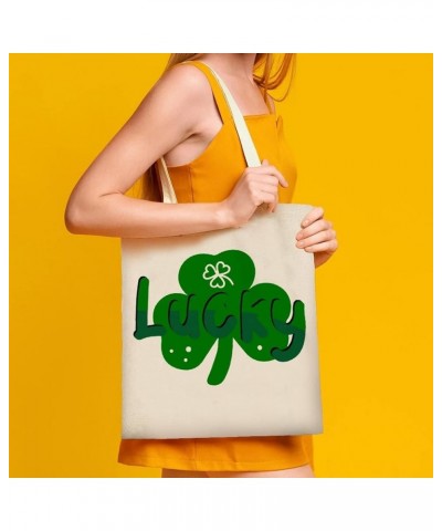 St. Patrick's Day Love Canvas Tote Bag For Woman Funny Aesthetic Shopping Book Tote Bag Recyclable Reusable Grocery Bags Styl...