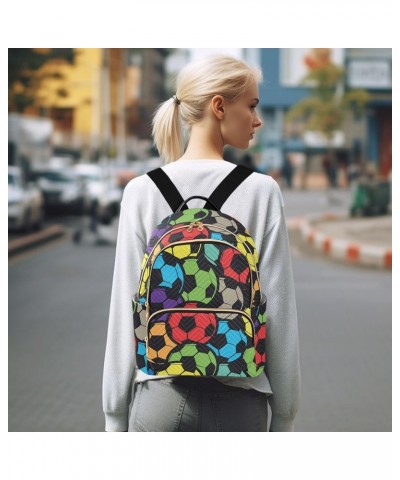 Mini Backpack Purse for Women Lightweight Girls Small Size Abstract Football Pattern School Teens College Traveling Medium $1...