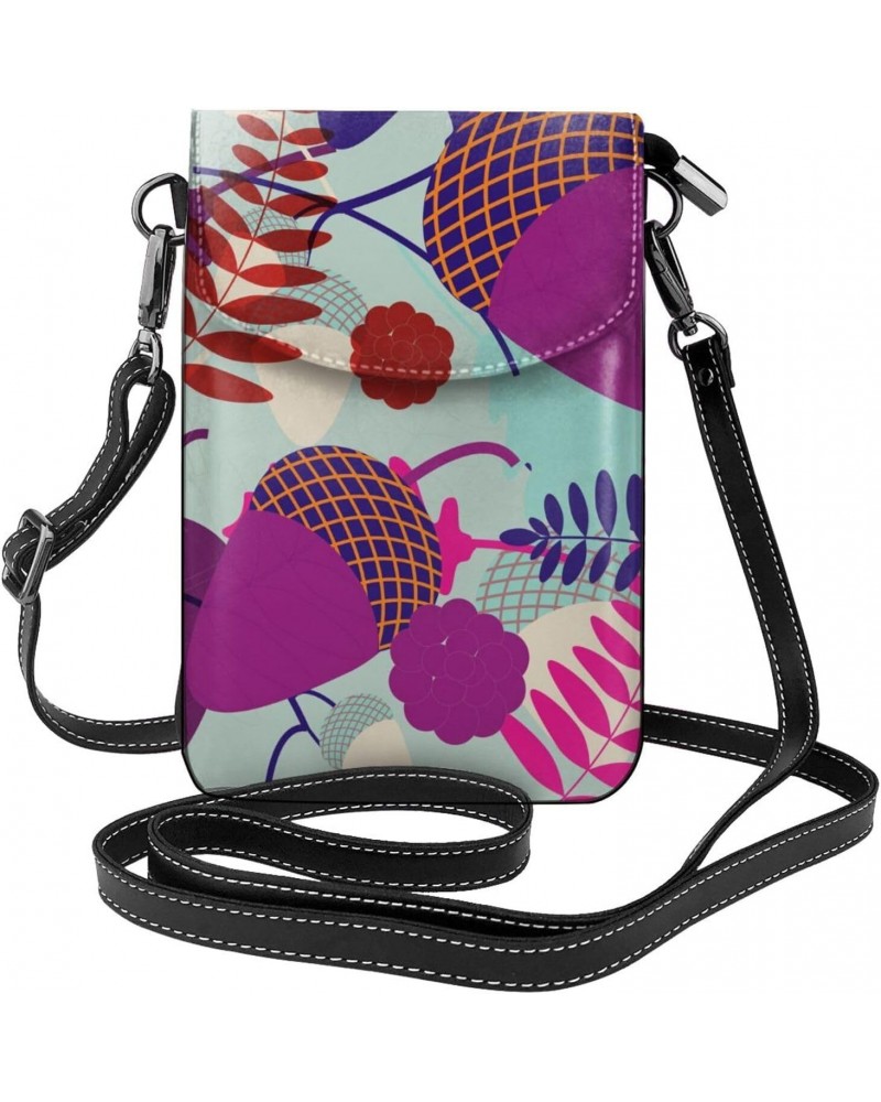 Leaves and Acorns Leather Cell Phone Crossbody Wallet Purses Small Crossbody Bags for Women $19.03 Crossbody Bags