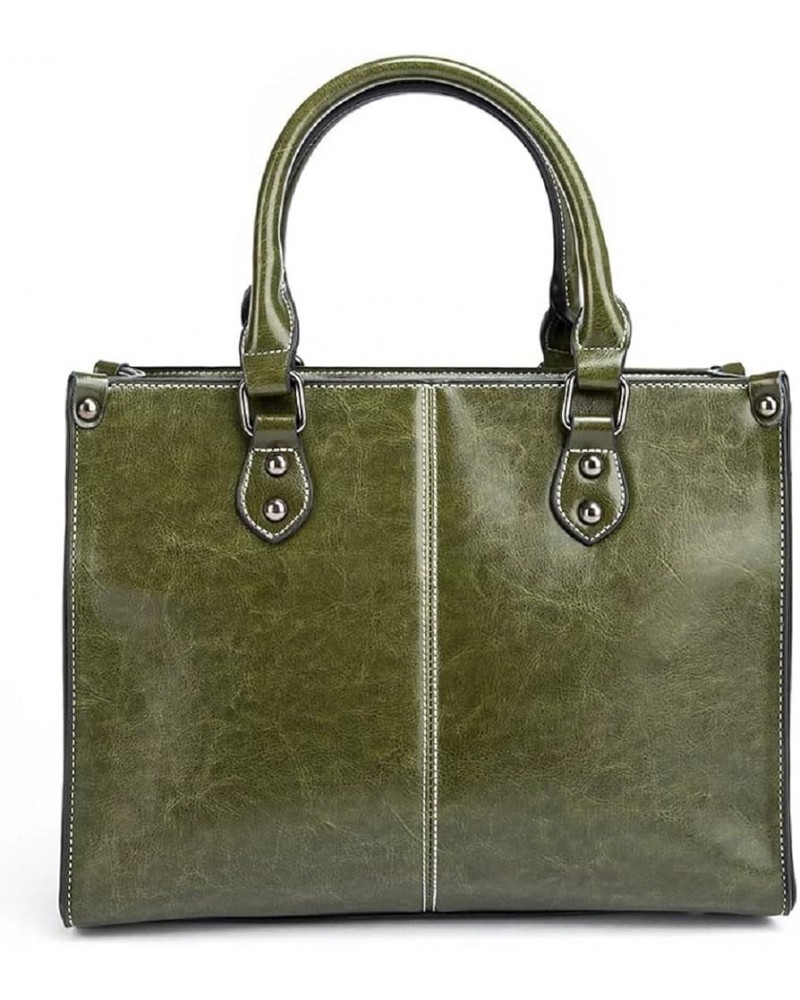 Handbags and Purses for Women Cow Leather Shoulder Bag Fashion Top-Handle Satchel Retro Tote Crossbody Bag Coffee Green $35.4...