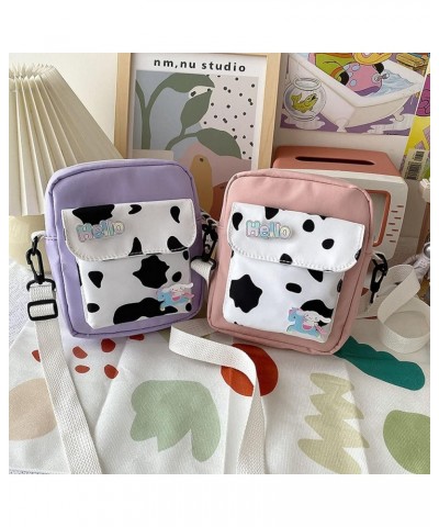 Kawaii Bag Cute Cow Bag Kawaii Cow Canvas Bag Shopping Japanese Forest Bag Pink(黑色) Blue $10.00 Shoulder Bags