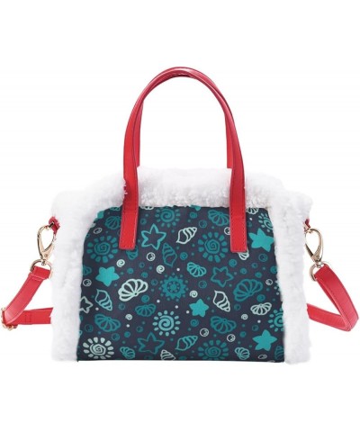 Christmas Floral Fluffy Handbag Shoulder Bag, Flower Pattern Plush Underarm Bag Messenger Bag For Women Girl Teens Winter 11 ...