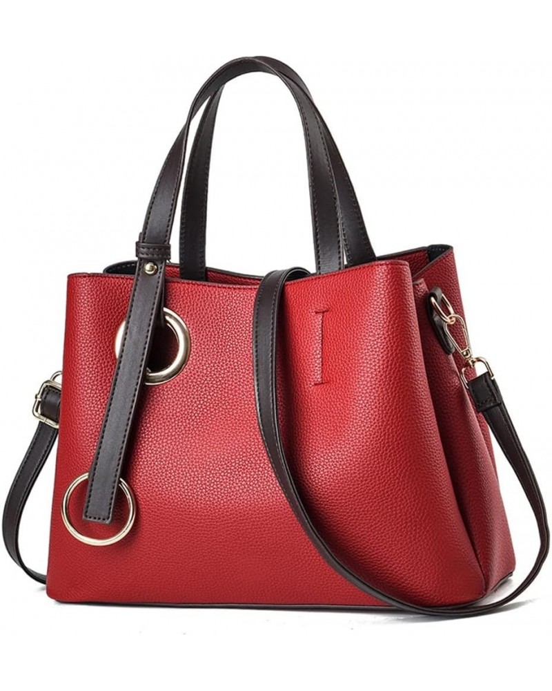 Large Top Handle Satchel Handbag for Women Leather Tote Purse Fashion Classic Crossbody Bag Casual Shoulder Bag Red $19.35 Totes