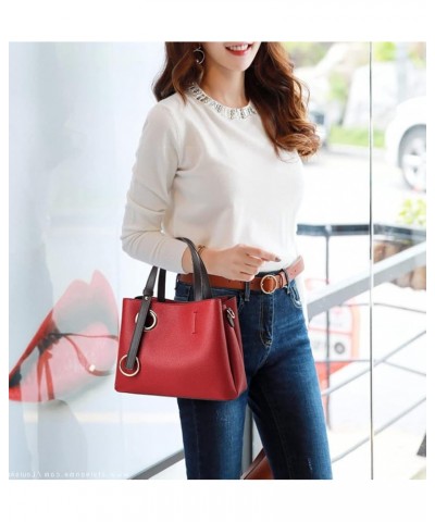 Large Top Handle Satchel Handbag for Women Leather Tote Purse Fashion Classic Crossbody Bag Casual Shoulder Bag Red $19.35 Totes