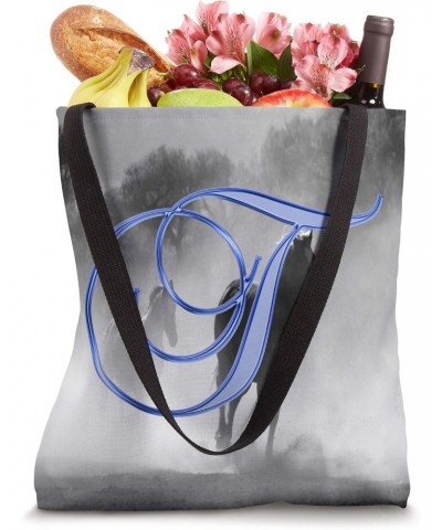 T Blue Horse Herd Animal Equine Initial Monogram Letter Name Tote Bag $12.89 Totes