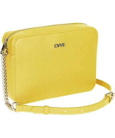 Women's Saffiano Crossbody Camera Bag Designer Shoulder Purse with Chain and Leather Strap Yellow $18.23 Crossbody Bags