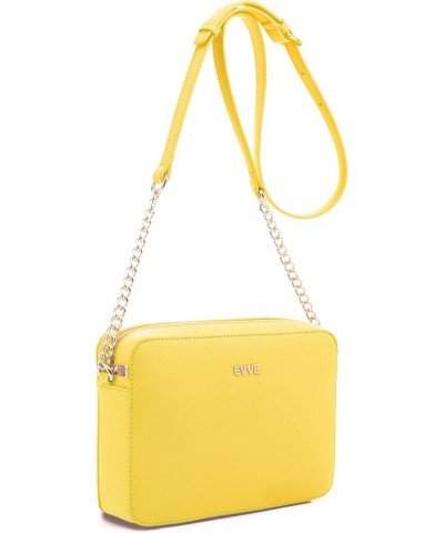 Women's Saffiano Crossbody Camera Bag Designer Shoulder Purse with Chain and Leather Strap Yellow $18.23 Crossbody Bags