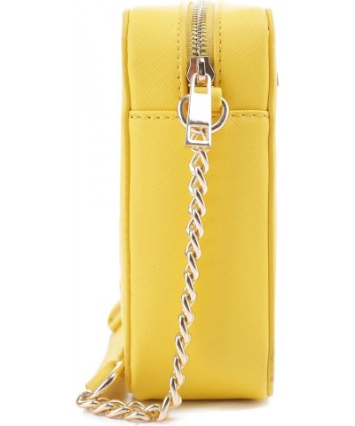 Women's Saffiano Crossbody Camera Bag Designer Shoulder Purse with Chain and Leather Strap Yellow $18.23 Crossbody Bags