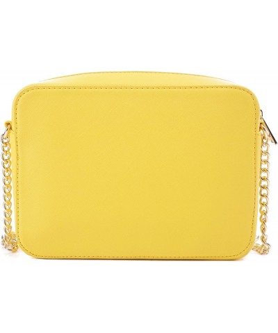 Women's Saffiano Crossbody Camera Bag Designer Shoulder Purse with Chain and Leather Strap Yellow $18.23 Crossbody Bags