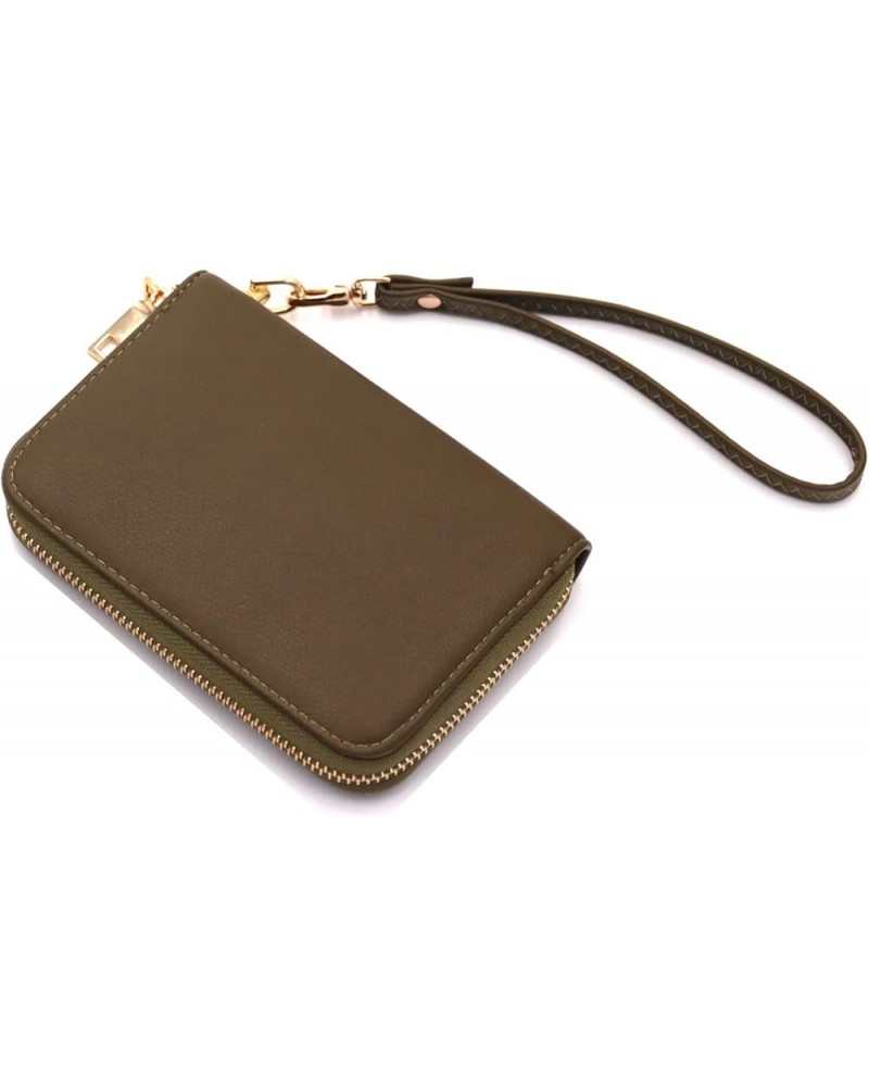 Womens Small Zip Around Wristlet Wallet(White) Olive $10.19 Wristlets