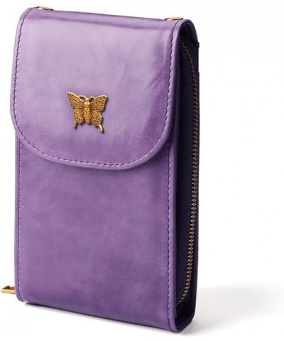 Small Crossbody Bag for Women Genuine Leather Shoulder Phone Purse Retro Multi Pocket Credit Card Holder Purple $31.34 Crossb...