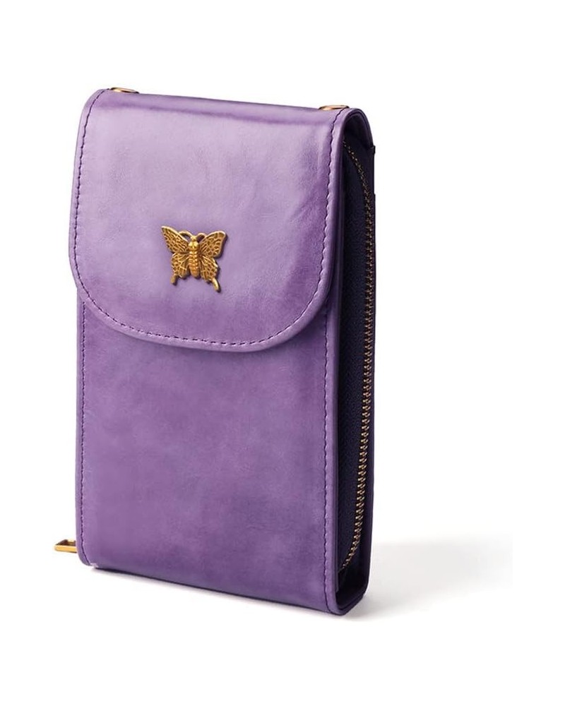 Small Crossbody Bag for Women Genuine Leather Shoulder Phone Purse Retro Multi Pocket Credit Card Holder Purple $31.34 Crossb...