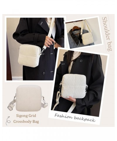 Women Messenger Bag Fashion Crossbody Sling Bag Versatile Small Square Bag Quilted Shoulder Bag Shopper Tote Purse White $7.5...