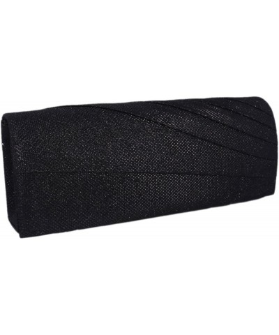 Womens Glitter Evening Clutch Pleated Wedding Bag Black $12.84 Evening Bags