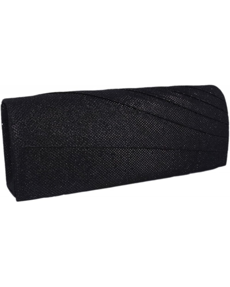 Womens Glitter Evening Clutch Pleated Wedding Bag Black $12.84 Evening Bags