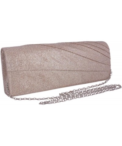 Womens Glitter Evening Clutch Pleated Wedding Bag Black $12.84 Evening Bags