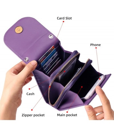 Small Crossbody Bag for Women Genuine Leather Shoulder Phone Purse Retro Multi Pocket Credit Card Holder Purple $31.34 Crossb...