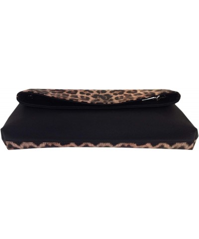 Synthetic Leather Leopard Print Fold Over Clutch Brown $19.76 Clutches