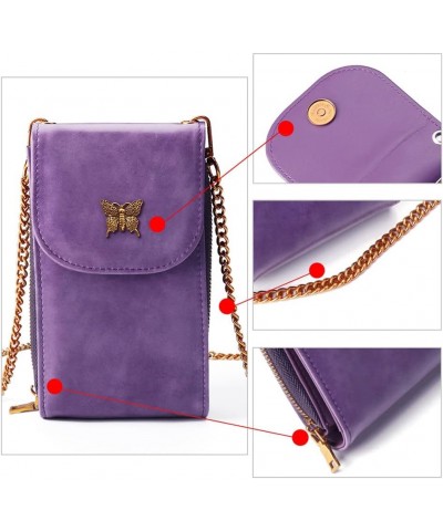 Small Crossbody Bag for Women Genuine Leather Shoulder Phone Purse Retro Multi Pocket Credit Card Holder Purple $31.34 Crossb...