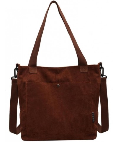 Corduroy Tote Bag Aesthetic Messenger Bag Crossbody Tote Bag Shoulder Bag Cute Tote Bags for Women Brown $13.76 Totes