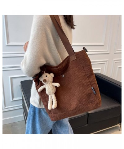 Corduroy Tote Bag Aesthetic Messenger Bag Crossbody Tote Bag Shoulder Bag Cute Tote Bags for Women Brown $13.76 Totes