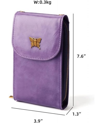 Small Crossbody Bag for Women Genuine Leather Shoulder Phone Purse Retro Multi Pocket Credit Card Holder Purple $31.34 Crossb...