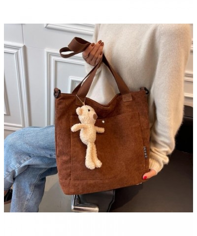 Corduroy Tote Bag Aesthetic Messenger Bag Crossbody Tote Bag Shoulder Bag Cute Tote Bags for Women Brown $13.76 Totes