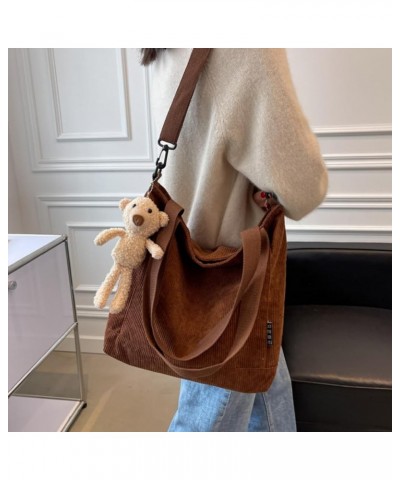 Corduroy Tote Bag Aesthetic Messenger Bag Crossbody Tote Bag Shoulder Bag Cute Tote Bags for Women Brown $13.76 Totes