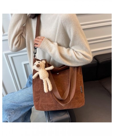 Corduroy Tote Bag Aesthetic Messenger Bag Crossbody Tote Bag Shoulder Bag Cute Tote Bags for Women Brown $13.76 Totes