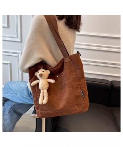 Corduroy Tote Bag Aesthetic Messenger Bag Crossbody Tote Bag Shoulder Bag Cute Tote Bags for Women Brown $13.76 Totes